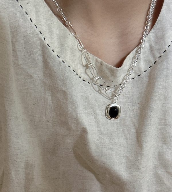 Wholesale 925 Sterling Silver Black Agate Fashionable Necklace - Image 5