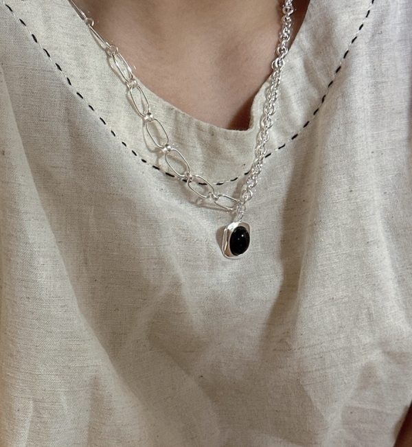Wholesale 925 Sterling Silver Black Agate Fashionable Necklace - Image 6