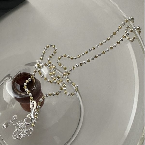 Wholesale 925 Sterling Silver Italian Gold And Silver Bead Necklace - Image 4