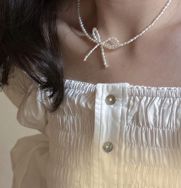 Wholesale 925 Sterling Silver Pearl & Agate Bow Necklace - Image 4