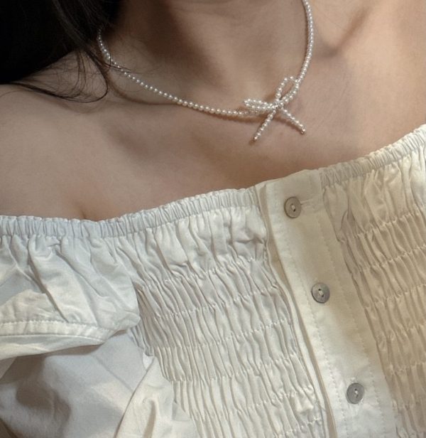 Wholesale 925 Sterling Silver Pearl & Agate Bow Necklace - Image 5