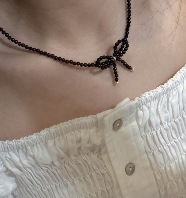 Wholesale 925 Sterling Silver Pearl & Agate Bow Necklace - Image 8