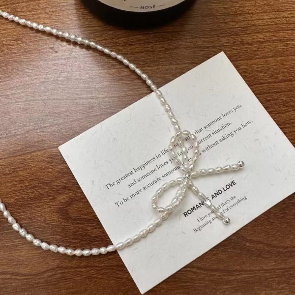 Wholesale 925 Sterling Silver Pearl & Agate Bow Necklace - Image 9
