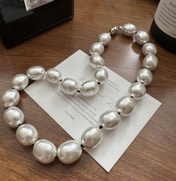 Wholesale 925 Sterling Silver Oval Shell Pearl Necklace