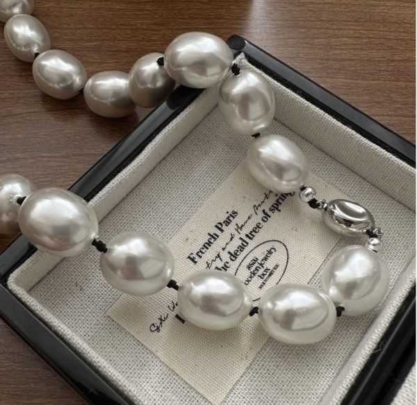 Wholesale 925 Sterling Silver Oval Shell Pearl Necklace - Image 2