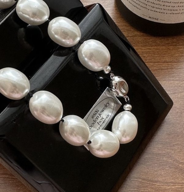 Wholesale 925 Sterling Silver Oval Shell Pearl Necklace - Image 3
