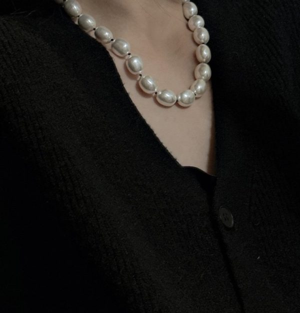 Wholesale 925 Sterling Silver Oval Shell Pearl Necklace - Image 4