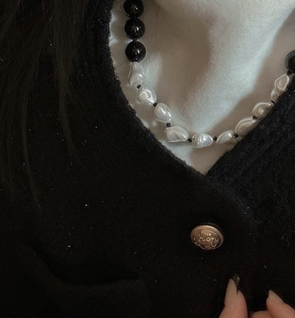 Wholesale 925 Sterling Silver Black Agate Irregular Shell Pearl Necklace - Image 4