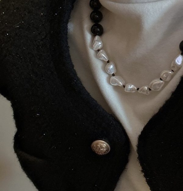 Wholesale 925 Sterling Silver Black Agate Irregular Shell Pearl Necklace - Image 5