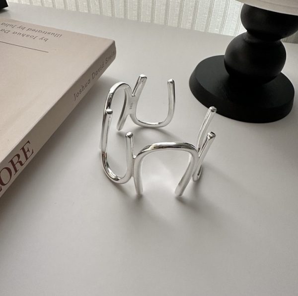 Wholesale 925 Sterling Silver U-shaped Chunky Bangle - Image 2