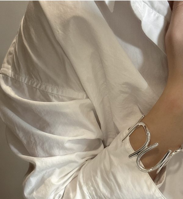 Wholesale 925 Sterling Silver U-shaped Chunky Bangle - Image 5