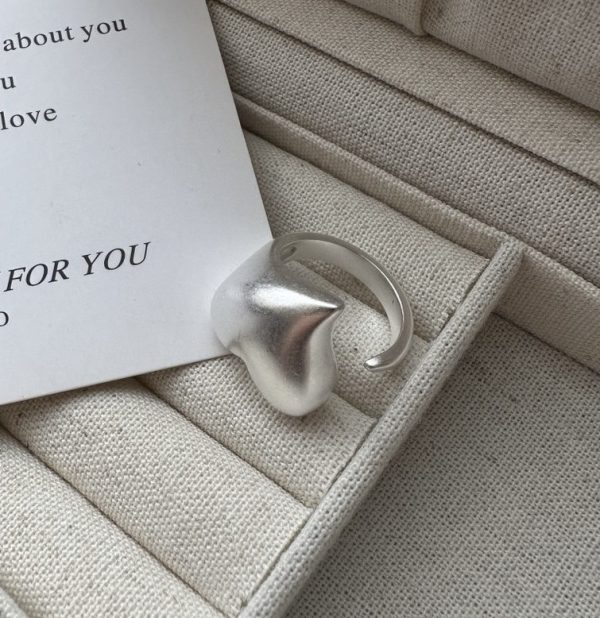 Wholesale 925 Sterling Silver Frosted Love Stud Earrings & Ring - Image 2