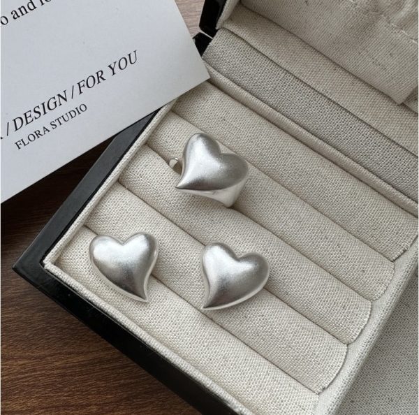 Wholesale 925 Sterling Silver Frosted Love Stud Earrings & Ring