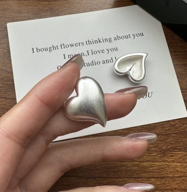 Wholesale 925 Sterling Silver Frosted Love Stud Earrings & Ring - Image 3