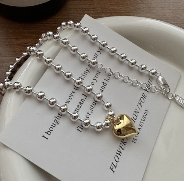 Wholesale 925 Sterling Silver Color-Separated Love Bead Necklace - Image 2