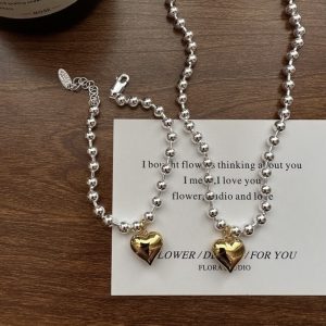Wholesale 925 Sterling Silver Color-Separated Love Bead Necklace & Bracelet