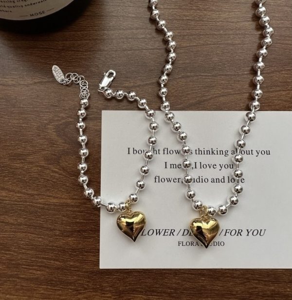 Wholesale 925 Sterling Silver Color-Separated Love Bead Necklace