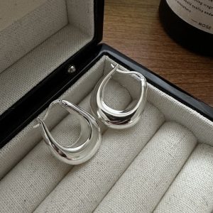 Wholesale 925 Sterling Silver Chunky U-shape Hoop Earrings