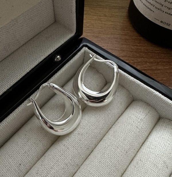 Wholesale 925 Sterling Silver Chunky U-shape Hoop Earrings