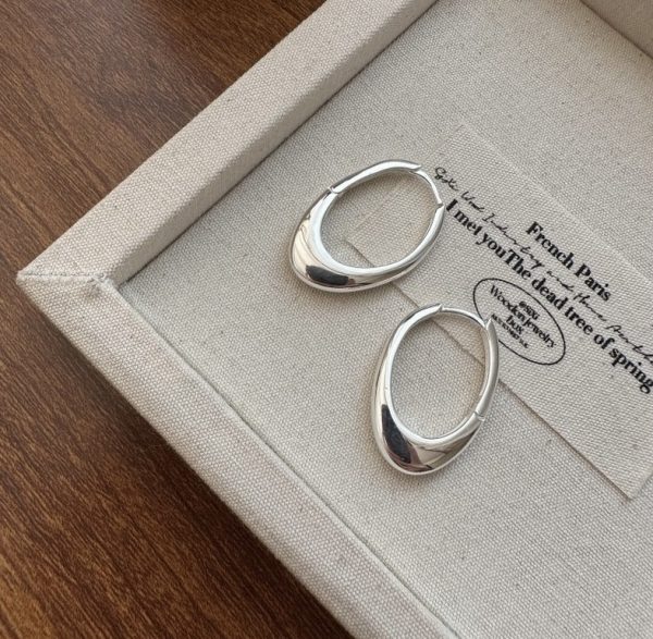 Wholesale 925 Sterling Silver Oval Shape Hoop Earrings - Image 3