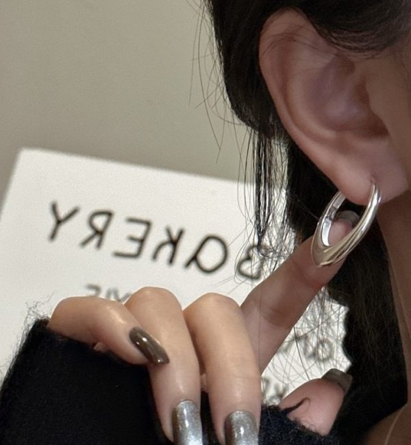 Wholesale 925 Sterling Silver Oval Shape Hoop Earrings - Image 6