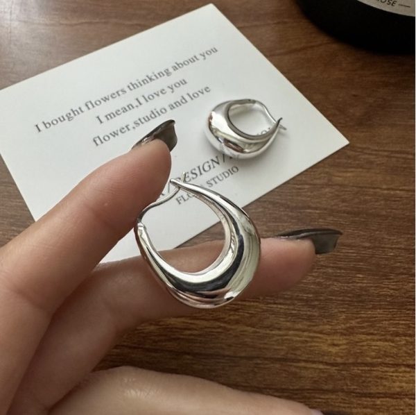 Wholesale 925 Sterling Silver Chunky U-shape Hoop Earrings - Image 3