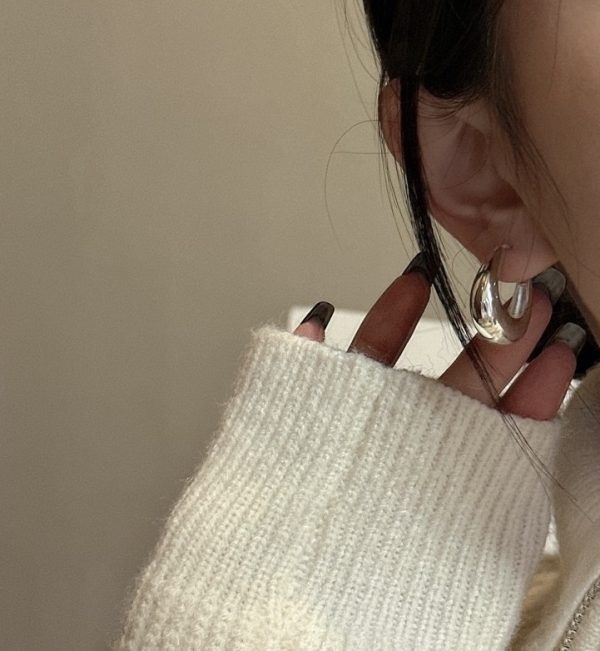 Wholesale 925 Sterling Silver Chunky U-shape Hoop Earrings - Image 4