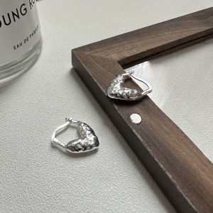 Wholesale 925 Sterling Silver Textured Love Earrings