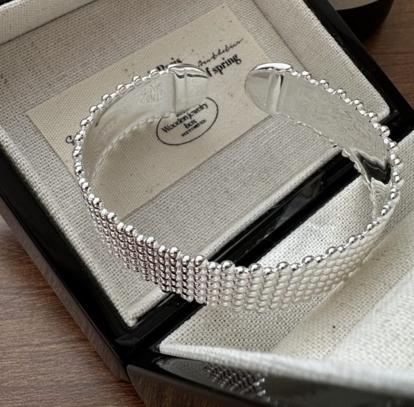 Wholesale 925 Sterling Silver Wide Bead Bangle - Image 2