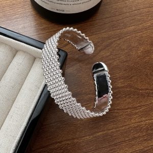 Wholesale 925 Sterling Silver Wide Bead Bangle