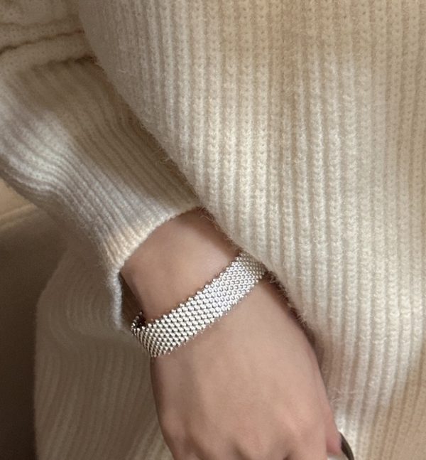 Wholesale 925 Sterling Silver Wide Bead Bangle - Image 4