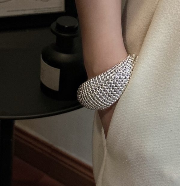 Wholesale 925 Sterling Silver Chunky Bead Wide Bangle - Image 2