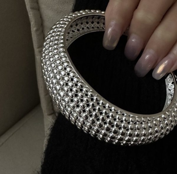 Wholesale 925 Sterling Silver Chunky Bead Wide Bangle