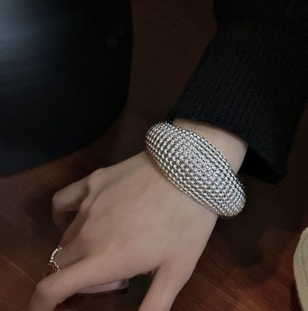 Wholesale 925 Sterling Silver Chunky Bead Wide Bangle - Image 5