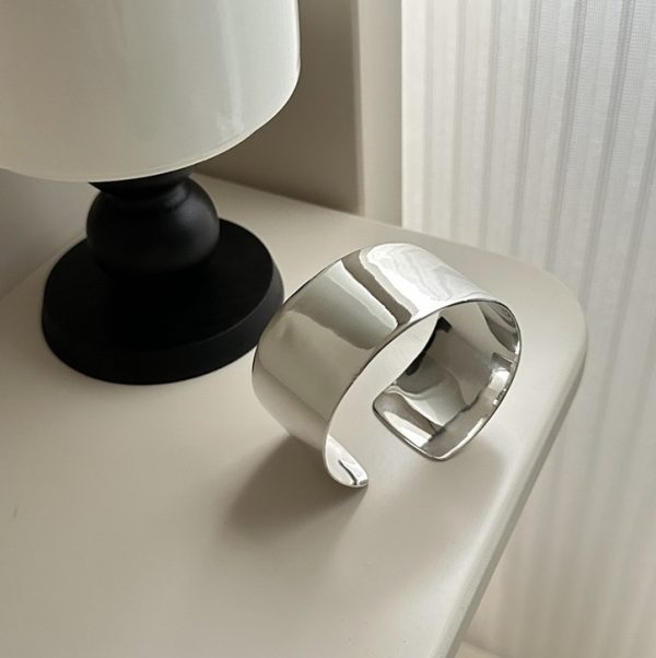 Wholesale 925 Sterling Silver Wide Plain Simple Bangle - Image 2