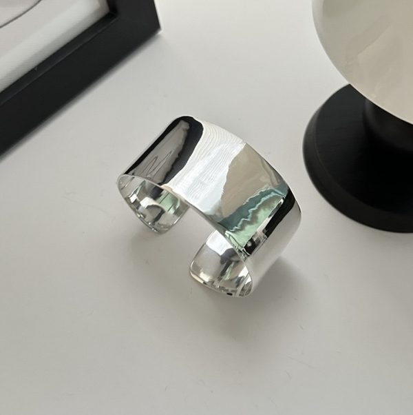 Wholesale 925 Sterling Silver Wide Plain Simple Bangle - Image 3