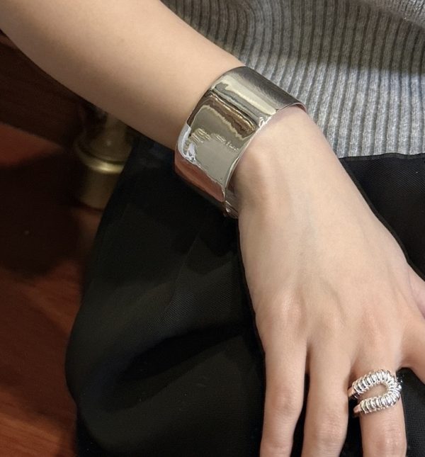 Wholesale 925 Sterling Silver Wide Plain Simple Bangle - Image 5