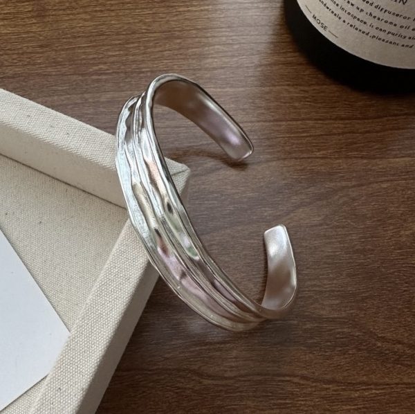 Wholesale 925 Sterling Silver Chunky Grainy Bangle - Image 2