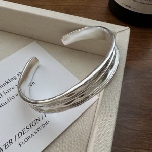 Wholesale 925 Sterling Silver Chunky Grainy Bangle