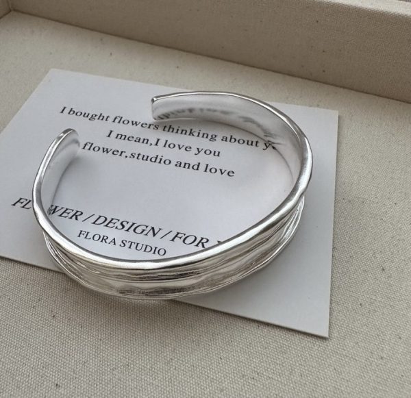 Wholesale 925 Sterling Silver Chunky Grainy Bangle - Image 3