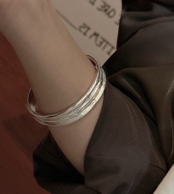 Wholesale 925 Sterling Silver Chunky Grainy Bangle - Image 4