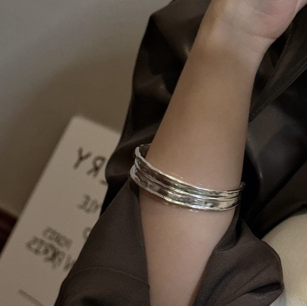 Wholesale 925 Sterling Silver Chunky Grainy Bangle - Image 5