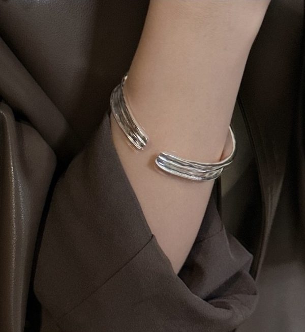 Wholesale 925 Sterling Silver Chunky Grainy Bangle - Image 6