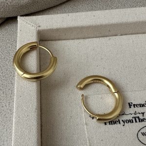 Wholesale 925 Sterling Silver Frosted Round Hoop Earrings In Gold