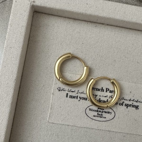 Wholesale 925 Sterling Silver Frosted Round Hoop Earrings In Gold - Image 2