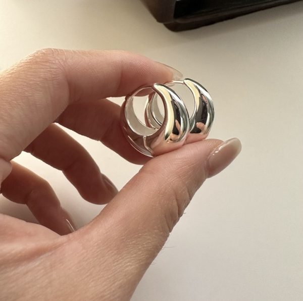 Wholesale 925 Sterling Silver Chunky Glossy Hoop Earrings - Image 2