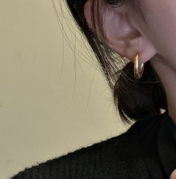 Wholesale 925 Sterling Silver Frosted Round Hoop Earrings In Gold - Image 4