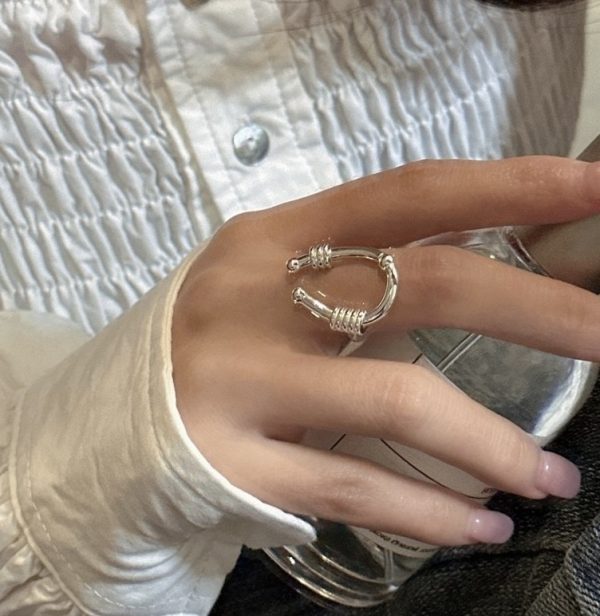 Wholesale 925 Sterling Silver Chunky U-shape Ring - Image 4