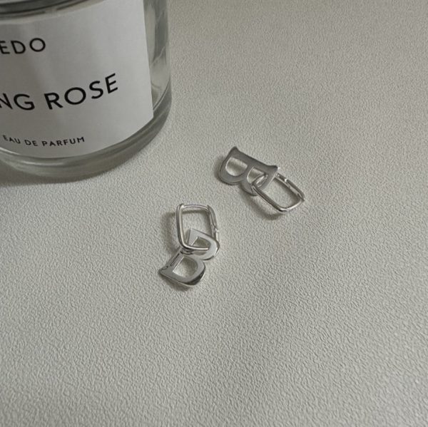 Wholesale 925 Sterling Silver Initial B Buckle Earrings - Image 2