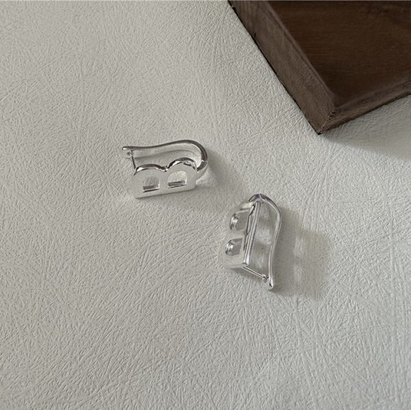 Wholesale 925 Sterling Silver Initial B Buckle Earrings - Image 3